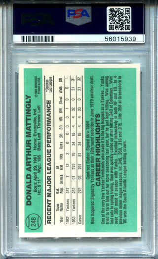 Don Mattingly 1984 Donruss #248 PSA NM-MT 8 Card