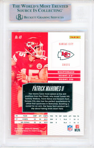 PATRICK MAHOMES 2018 PANINI ABSOLUTE GOLD CARD #49 CHIEFS SUPER BOWL MVP  PSA 10