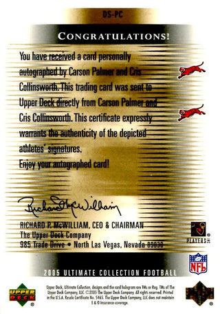 Carson Palmer & Cris Collinsworth 2005 Ultimate Dual Signatures