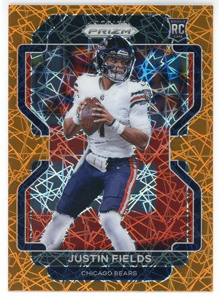 Justin Fields 2021 Panini Prizm Orange Lazer Rookie Card #334