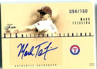Mark Teixeira 2005 Fleer Autographed Card #94/160