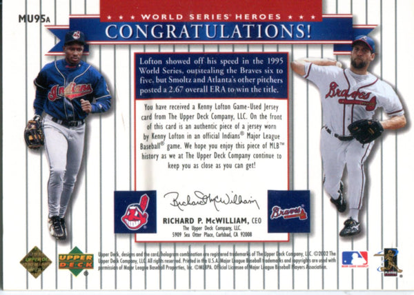 Kenny Lofton and John Smoltz 2002 Upper Deck Game Used Jersey Card