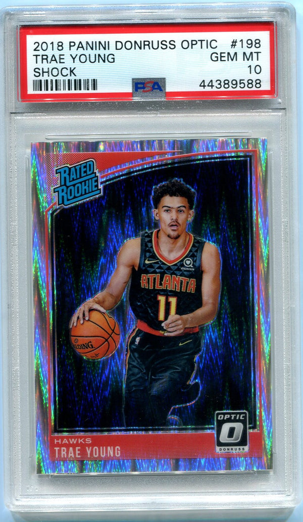 Trae Young 2018 Panini Donruss Optic Shock #198 PSA Gem MT 10