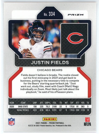 Justin Fields 2021 Panini Prizm Orange Lazer Rookie Card #334