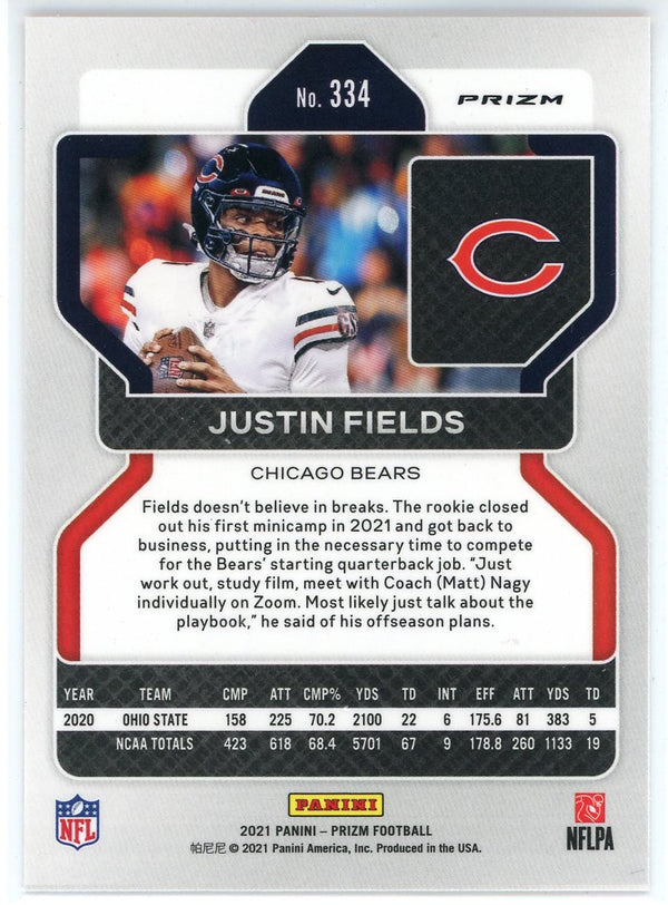 Justin Fields 2021 Panini Prizm Orange Lazer Rookie Card #334