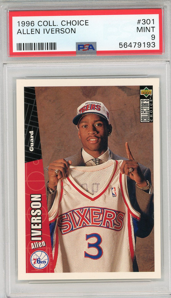 Allen Iverson 1996 Upper Deck Collector's Choice Rookie Card #301 (PSA)