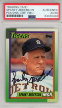 Sparky Anderson Autographed 1990 Topps Card (PSA)