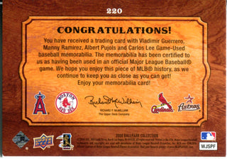 Vladimir Guerrero, Manny Ramirez, Albert Pujols, and Carlos Lee 2008 Upper Deck Quad Swatch Card