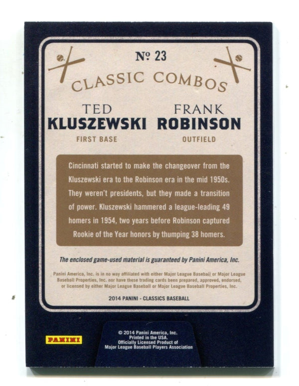 Ted Kluszewski/ Frank Robinson 2014 Panini Classic Combos Card #12/99