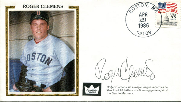 Roger Clemens Autographed April 29th, 1986 First Day Cover (PSA)