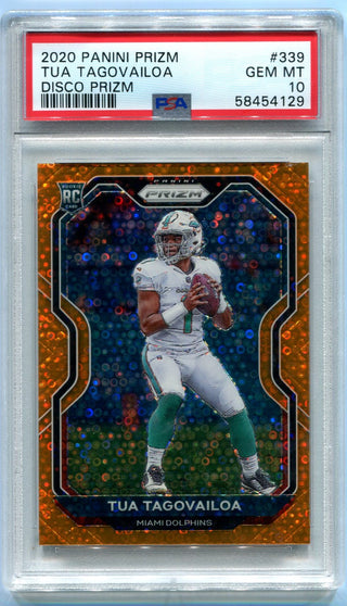 Tua Tagovailoa 2020 Panini Prizm Disco Prizm Orange #339 PSA GEM MT 10