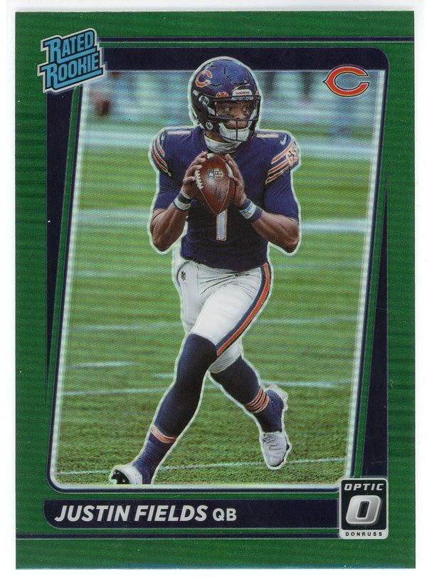 Justin Fields 2021 Panini Donruss Optic Rated Rookie Green Preview Card #P-253