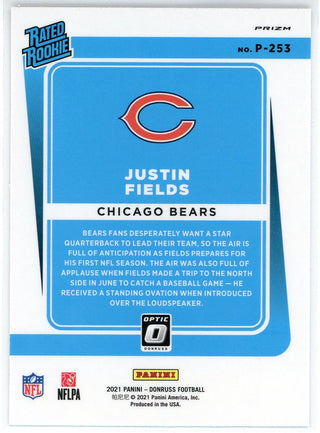 Justin Fields 2021 Panini Donruss Optic Rated Rookie Green Preview Card #P-253