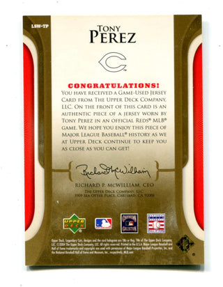 Tony Perez 2004 Upper Deck Legendary Cuts Legendary Swatches #LSWTP Card