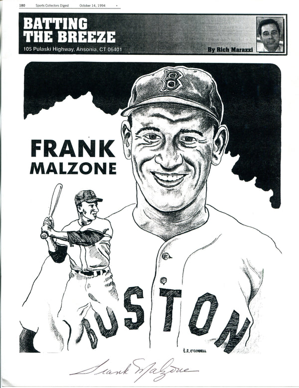 Frank Malzone Autographed 8x10 Page