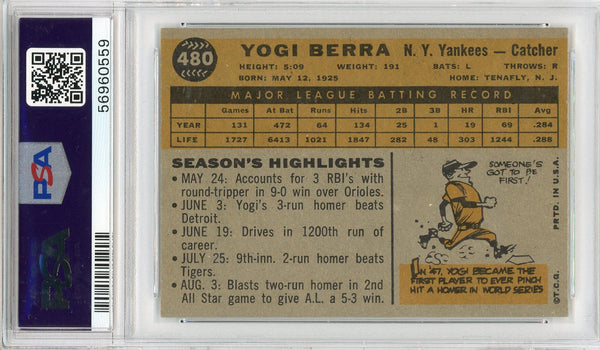 Yogi Berra 1960 Topps Card #480 (PSA)