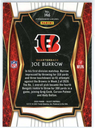 Joe Burrow 2020 Panini Select Premier Level Rookie Card #146