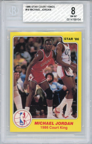 Michael Jordan 1986 Star Court Kings Sticker Card #18 (BVG NM-MT 8)