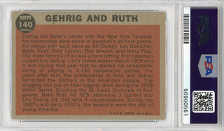 Lou Gehrig & Babe Ruth 1962 Topps Green Tint Card #140 (PSA)