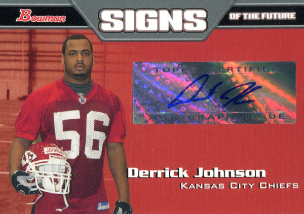 Derrick Johnson Autographed 2005 Bowman Signs of the Future Card