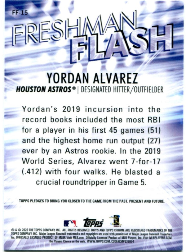 Yordan Alvarez Freshman Flash Topps Chrome Rookie Card