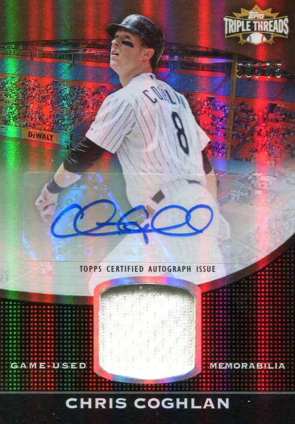 Chris Coghlan Autographed/ Game Worn Jersey Topps Card #58/75