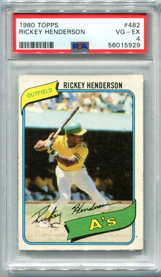 Rickey Henderson 1980 Topps Rookie Card #482 PSA VG-EX 4 Card