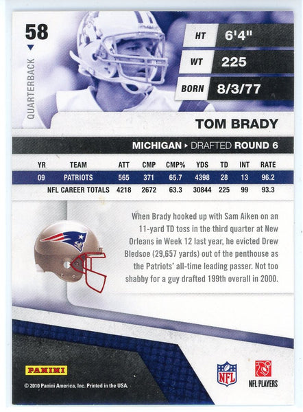 Tom Brady 2010 Panini Absolute Card #58