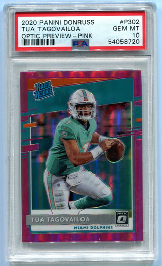 Tua Tagovailoa 2020 Panini Donruss Optic Preview Pink Rated Rookie #P302 PSA GEM MT 10