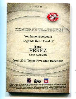 Tony Perez 2014 Topps Five Star #FSLRTP Bat Card 07/25