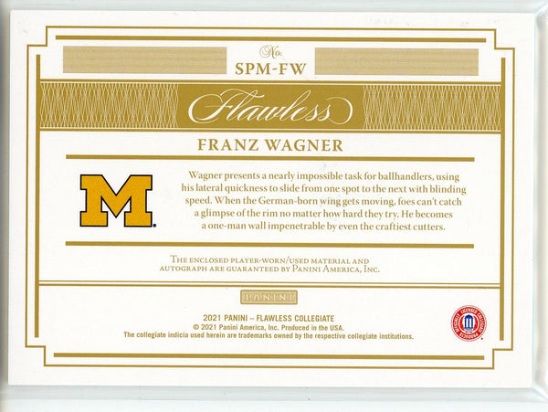 Franz Wagner Autographed 2021 Panini Flawless Collegiate Rookie Patch Card #SPM-FW