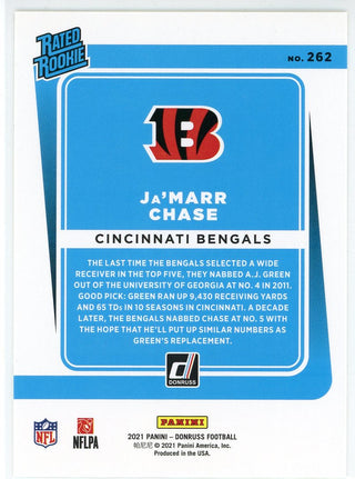Ja'Marr Chase 2021 Panini Donruss Rated Rookie Yellow Press Proof Card #262