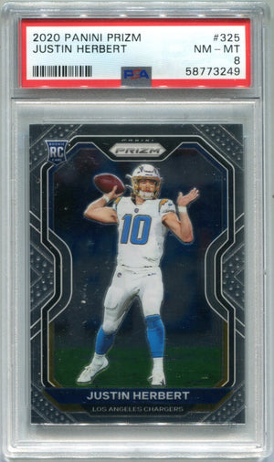 Justin Herbert 2020 Panini Prizm #325 Base (PSA NM-MT 8) Card