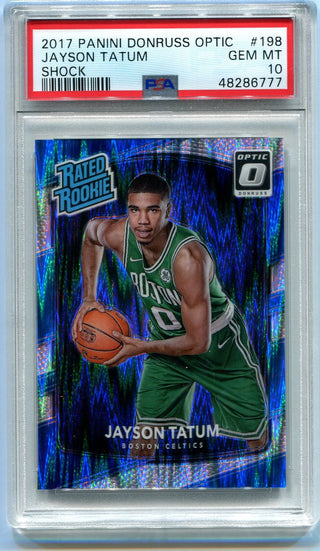 Jayson Tatum 2017 Panini Donruss Optic Rated Rookie Shock #198 PSA GEM MT 10