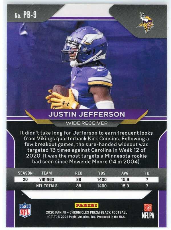 Justin Jefferson 2020 Panini Chronicles Prizm Black Rookie Card #PB-9