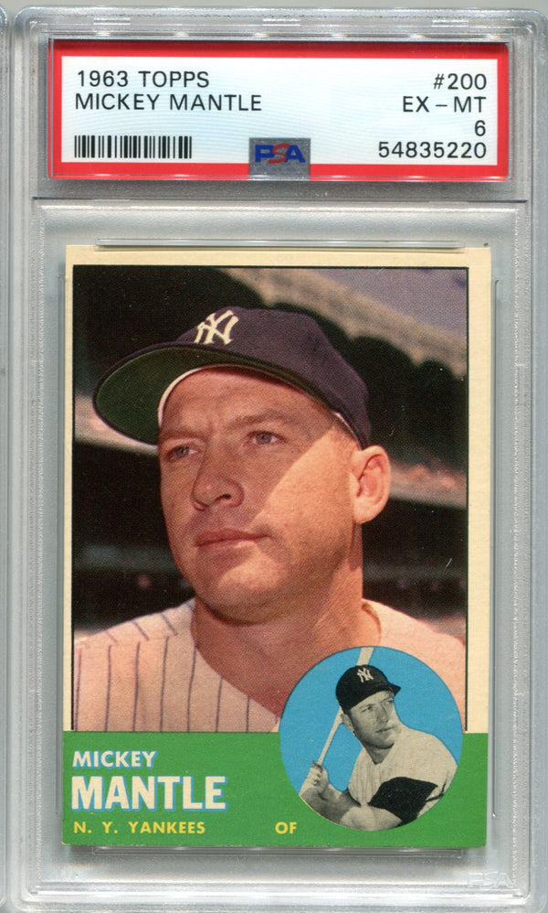 Mickey Mantle 1963 Topps #200 PSA EX-MT 6 Card