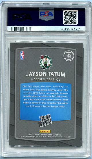 Jayson Tatum 2017 Panini Donruss Optic Rated Rookie Shock #198 PSA GEM MT 10