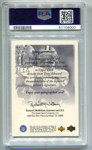 Troy Aikman 1998 Spx Finite #TA-1 UD Authentics (PSA NM 7) Card