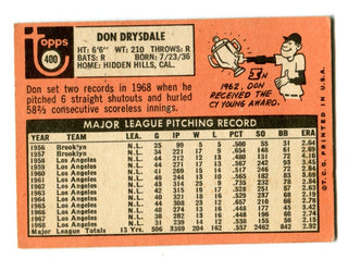 Don Drysdale 1969 Topps #400 Card