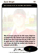 David Wright 2002 Just Memorabilia Autographed Card #208/500