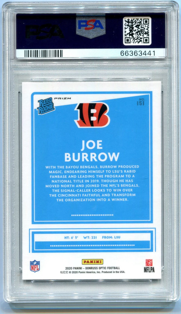 Joe Burrow 2020 Panini Donruss Optic Bronze #151 PSA Mint 9