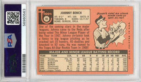 #95 Johnny Bench HOF - 1969 Topps Baseball Cards (Star) Graded