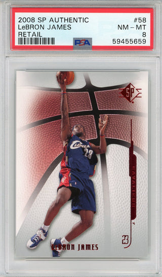 LeBron James 2008 Upper Deck SP Authentic Retail Card #58 (PSA NM-MT 8)