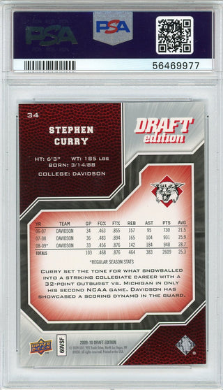 Stephen Curry 2009 Upper Deck Draft Edition Rookie Card #34 (PSA)
