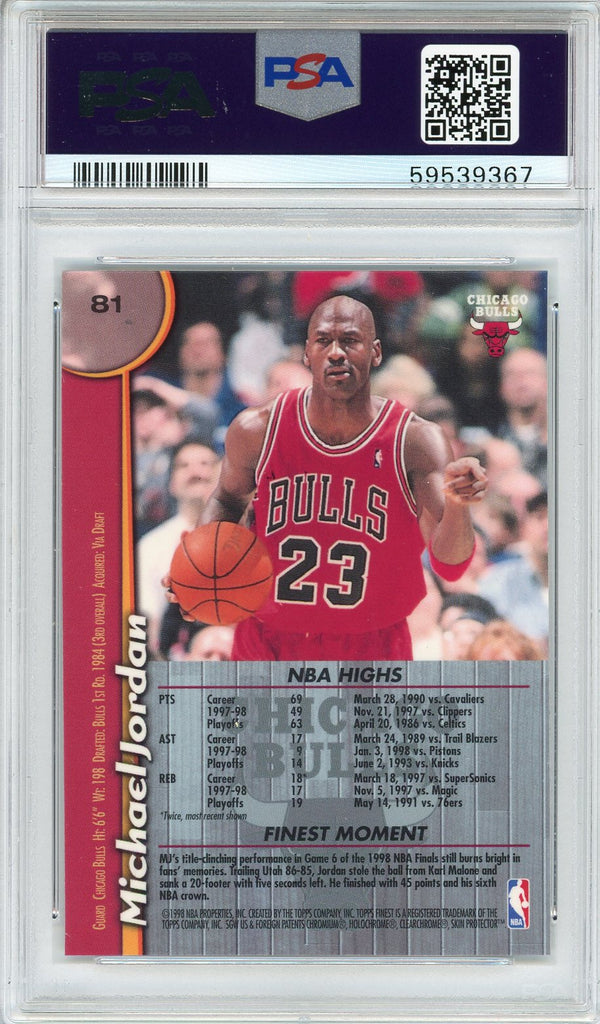 Michael Jordan 1998 Topps Finest w/ Coating Card #81 (PSA NM-MT 8)