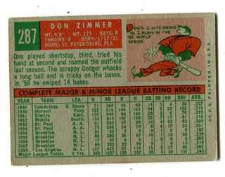 Don Zimmer 1959 Topps #287 Card