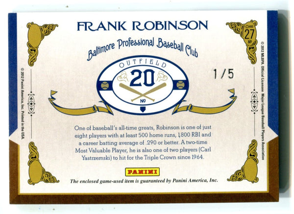 Frank Robinson 2012 Panini Prime Cuts Timeline Jersey Card #27 1/5