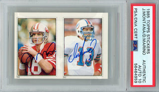 Joe Montana & Dan Marino Autographed 1985 Topps Stickers Card (PSA Auto 10)