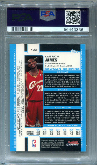 Lebron James 2003 Bowman Rookies & Stars Chrome #123 PSA NM 7 Card