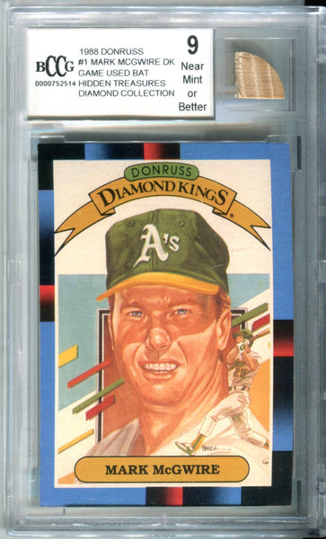 Hidden Treas BECKETT Diamond 1988 Donruss Mark McGwire Game Used Bat BCCG 9  bgs